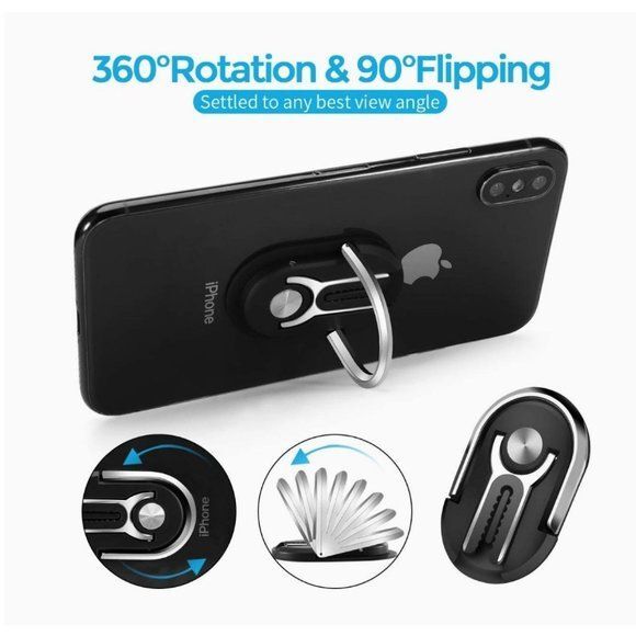 Mobile Phone Ring Holder 3 in 1 Universal Air Vent Car Phone Mount & Finger Grip - Picture 2 of 7